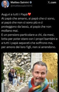 Il post di Matteo Salvini sulla festa del papà ph X
