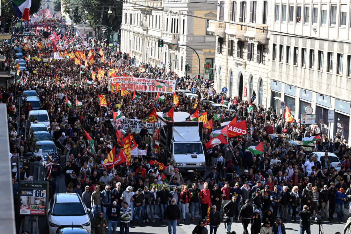 Corteo per la Palestina. ANSA_Maurizio Brambatti