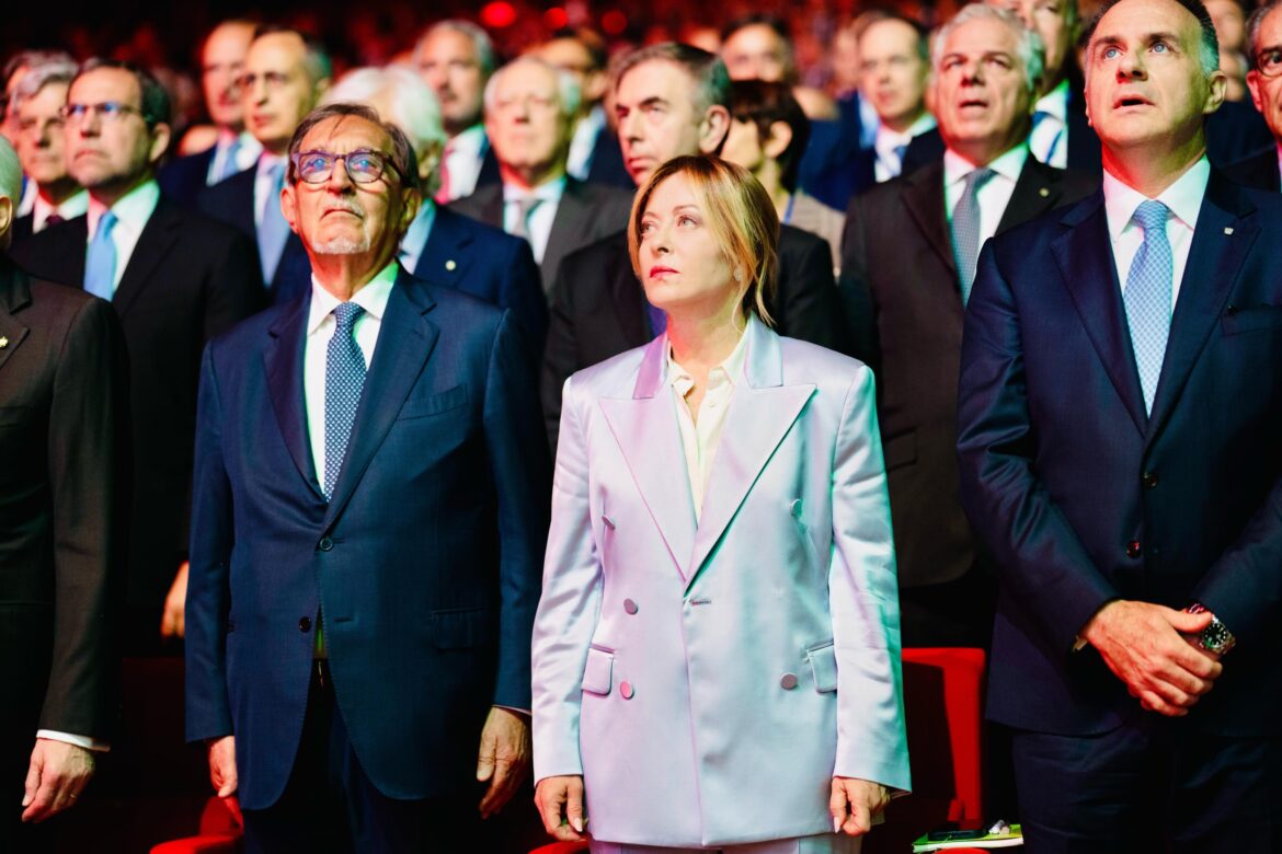 Giorgia Meloni e La Russa a Confindustria. ANSA_Ufficio Stampa Chigi_Filippo Attili