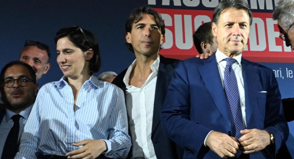Elly Schlein, Alessandro Onorato e Giuseppe Conte ph Ansa