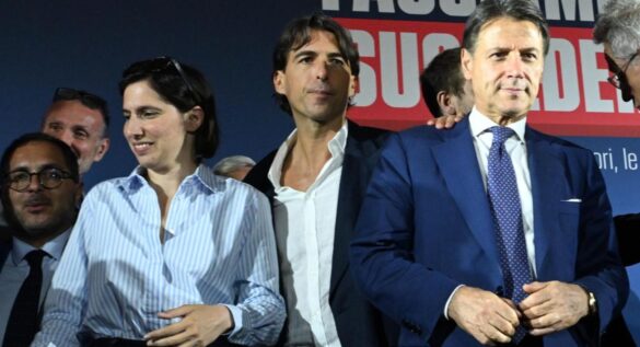 Elly Schlein, Alessandro Onorato e Giuseppe Conte ph Ansa