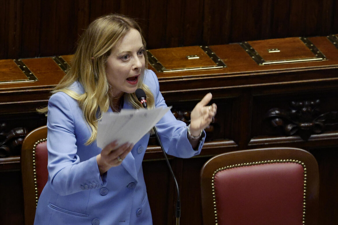 Giorgia Meloni in Aula. ANSA_Fabio Frustaci