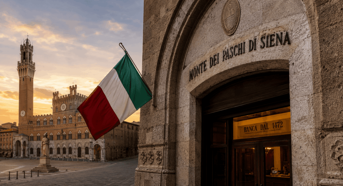Giorgia Meloni Monte dei paschi di siena intesa sanpaolo opas ph ai